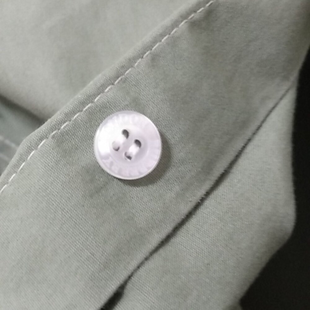 Burberry Army Green Button Down Shirt with Nova Check Trim - Picture 13 of 16